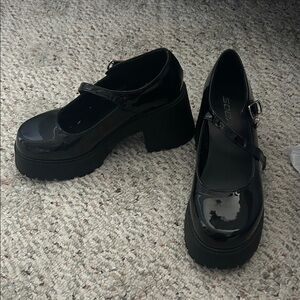 Soda Black Patent Platform Mary Janes